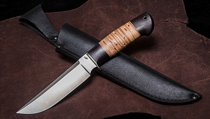 Фото ножа Восточный из стали S390 — 229, сталь s390, мельхиор, береста граб